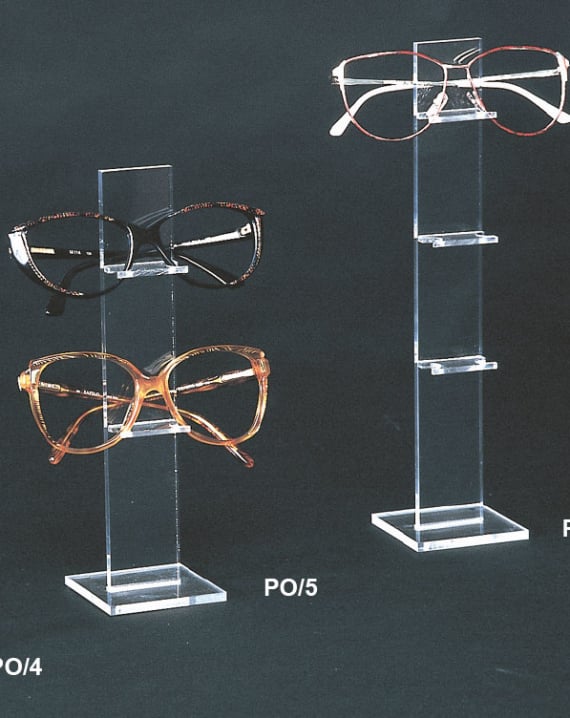 ESPOSITORE DA BANCO PER OCCHIALI A 4 POSTI IN PLEXIGLASS BIANCO - RBT