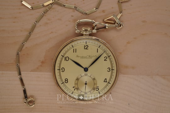 IWC Art Deco Open Face Pocket Watch, Chain