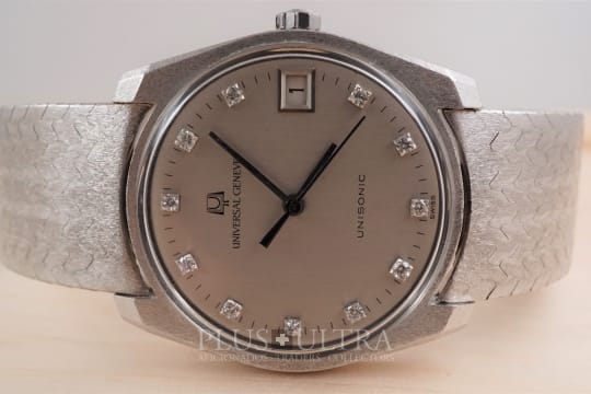 Universal Geneve White Gold UniSonic, Diamonds, Full Set, Rare