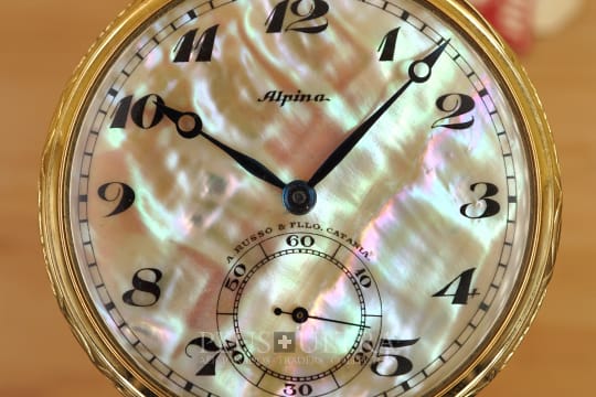 Alpina Mother-of-Pearl Monocoque-Pocketwatch, DoubleSigned