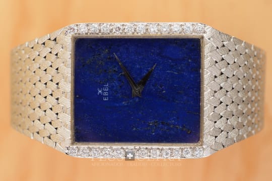 Ebel White Gold Rectangular Lapis Dial & Diamond Bezel