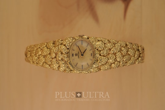 Omega Ladies Gilbert Albert Ellipse: Naturalistic Design, Rare Gold-Link Rocaille d'Or