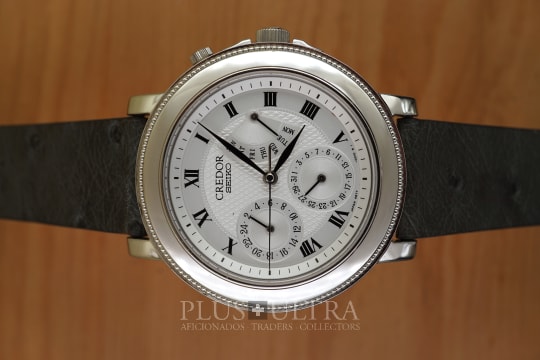Monochrome Guilloche Traveller-Credor Seiko Credor Retrograde Day, Date, GMT / 2nd TimeZone, Guilloche