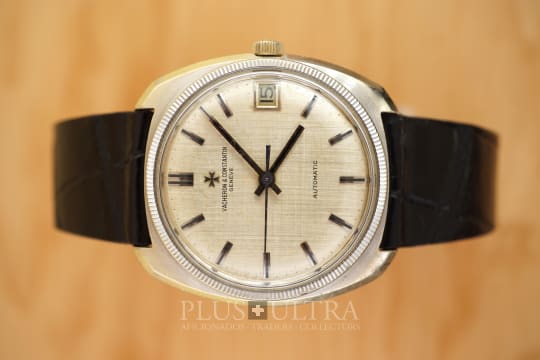 Vacheron Constantin Linen-Dial Important Automatic: Rare Whitegold-Cased Ruby-Rollers K1072