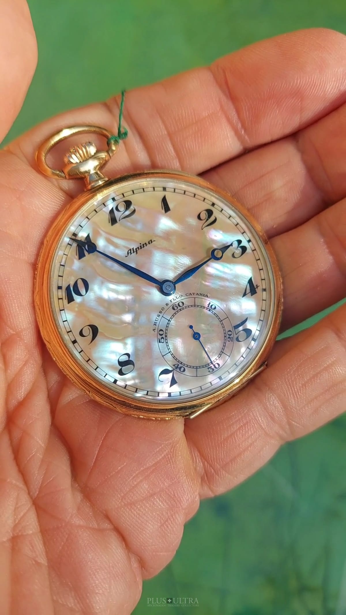 Rare Mother of Pearl Dial Alpina Pocketwatch DoubleSigned Plus Ultra AG