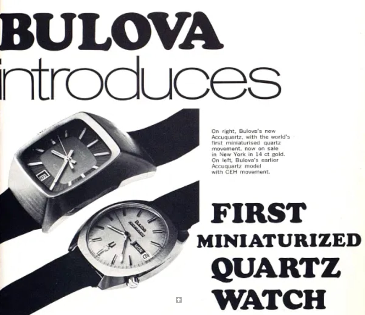 18K Bulova AccuQuartz, Sand-Dial Important Quartz-Tuningfork, 1972 ...