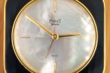 Rare Piaget Pendule: MoP, Agate & Alarm Piaget Alarm Pendule: Agate Stone & Mother of Pearl Dial Clock