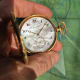 Longines Monocoque Pocketwatch: Mother-of-Pearl- & Breguet-Dial, TwoTone-Gold