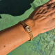 Omega Ladies Gilbert Albert: Linen-Dial, Natural-Design & Integrated Bracelet Maille d'Or