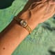 Omega Ladies Gilbert Albert: Linen-Dial, Natural-Design & Integrated Bracelet Maille d'Or