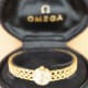 Omega Ladies Gilbert Albert: Linen-Dial, Natural-Design & Integrated Bracelet Maille d'Or