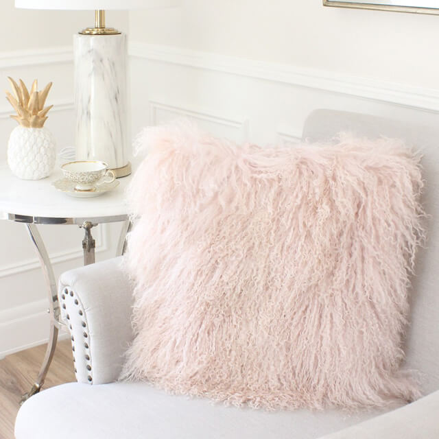 Tibetan Mongolian Fur Cushion Pink Pillow Advisor