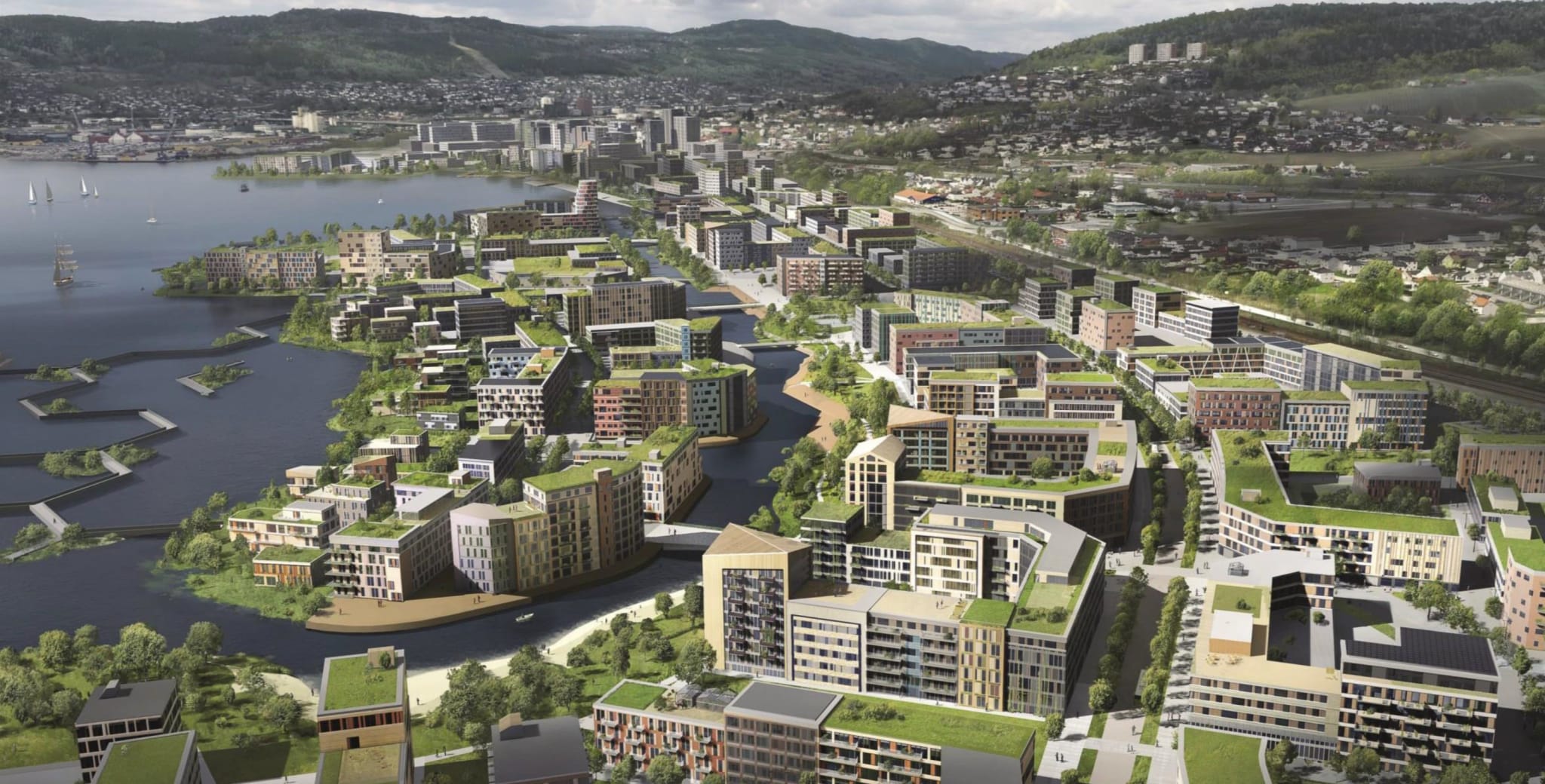 Illustrasjon av Fjordbysatsningen. Ill: Eidos Eiendomsutvikling