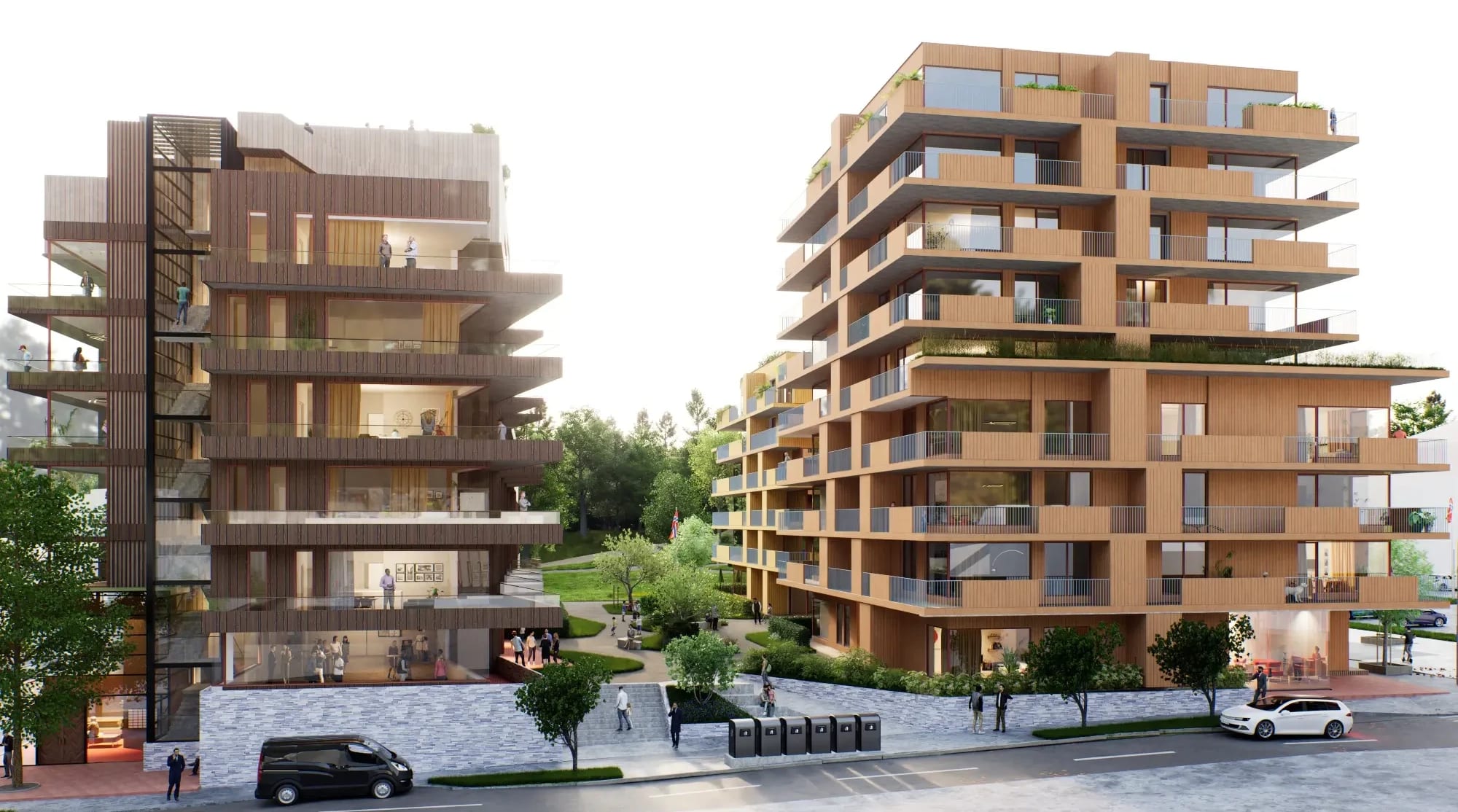 Sarpsborgs kommende boligprosjekt Parkkvartalet sett fra Kulåsgata