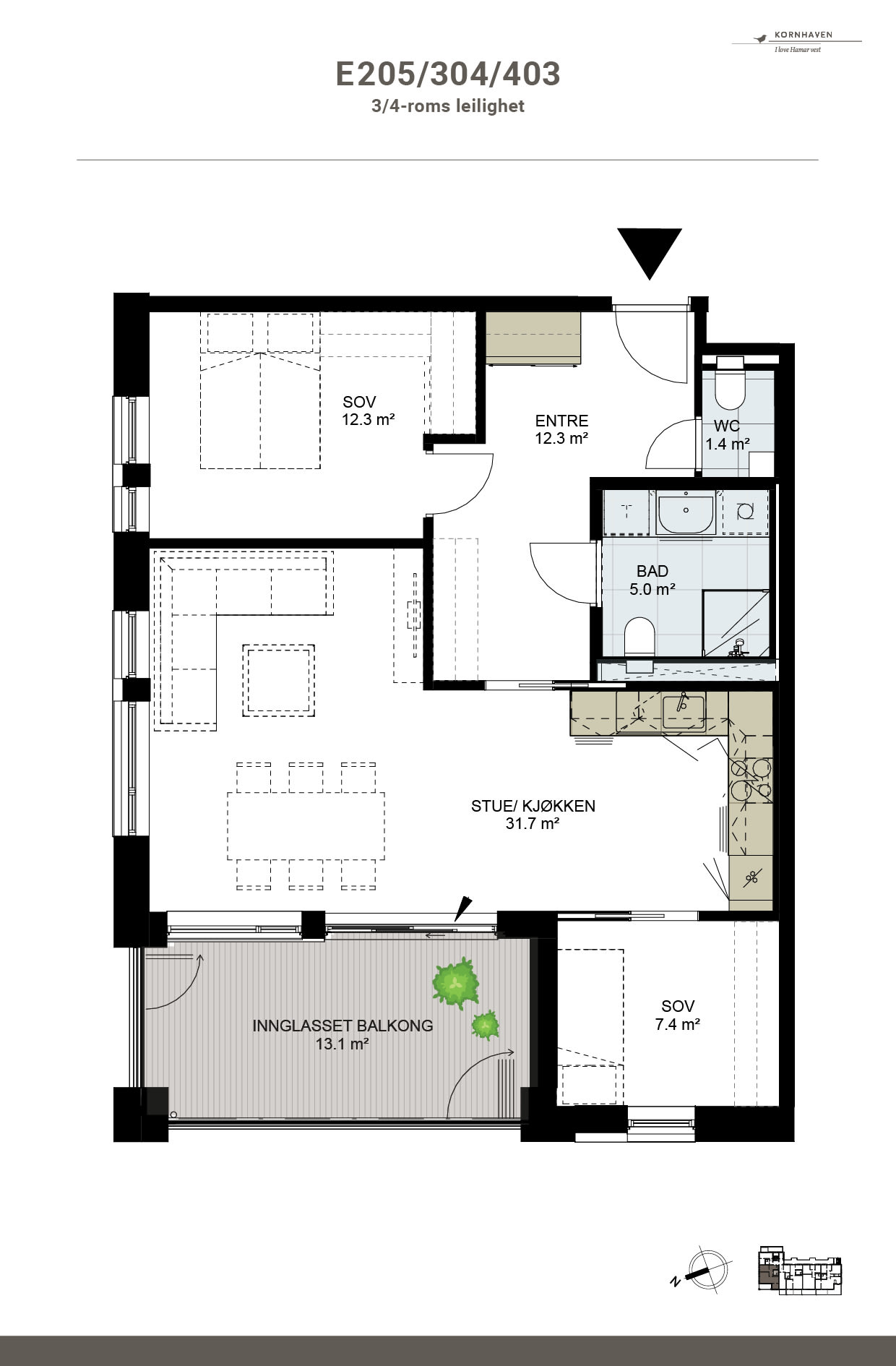 Flott hjørneleilighet med mye lysinnspill, gjestetoalett, innglasset balkong og flott ettermiddags- og kveldssol.