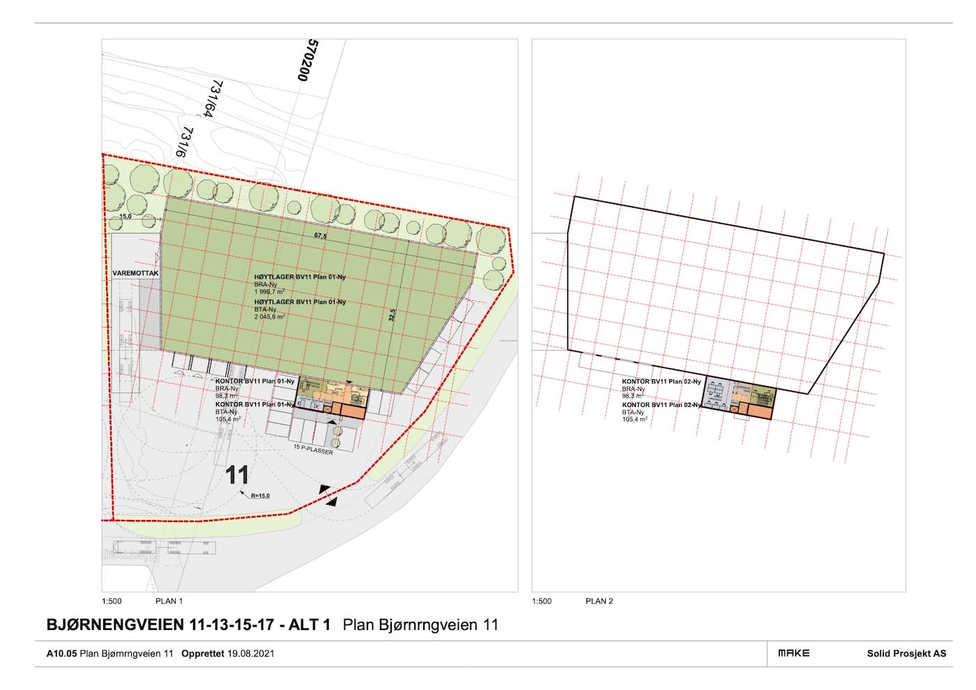 Mulighetsstudie Bjørnengveien 11-17, alternativ 1