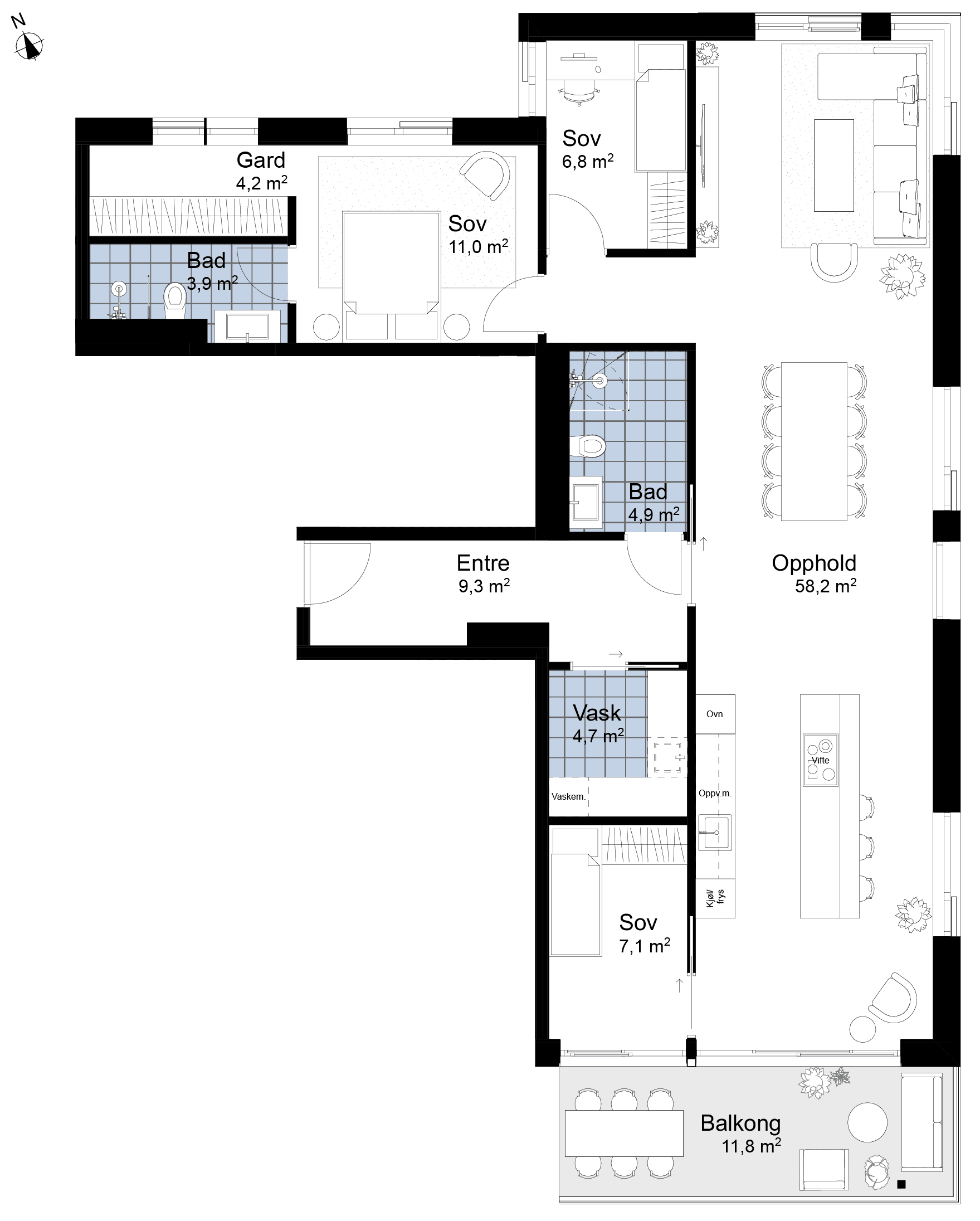 A 07 A 71 P 001 BOLIGBLOKK A - Leilighet H0701 A