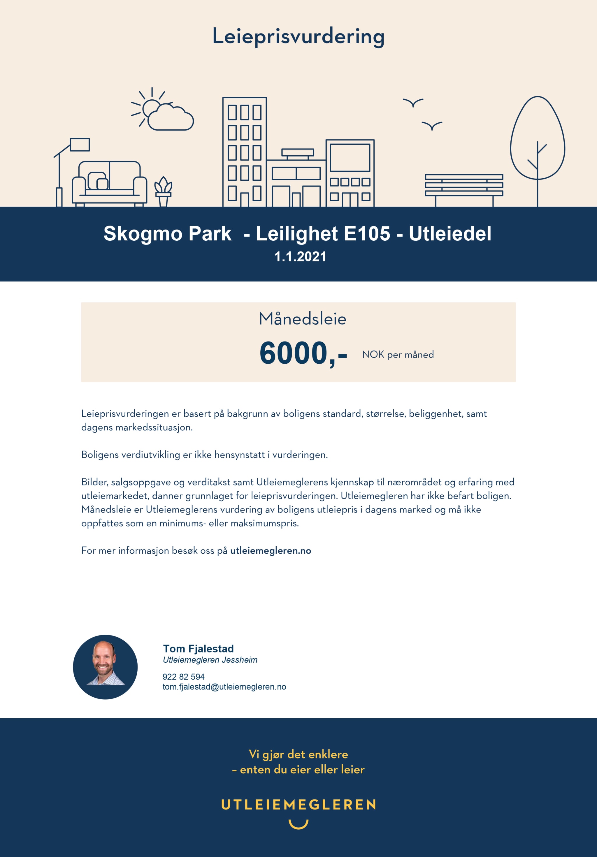 Leieprisvurdering E105 Skogmo Park, Jessheim