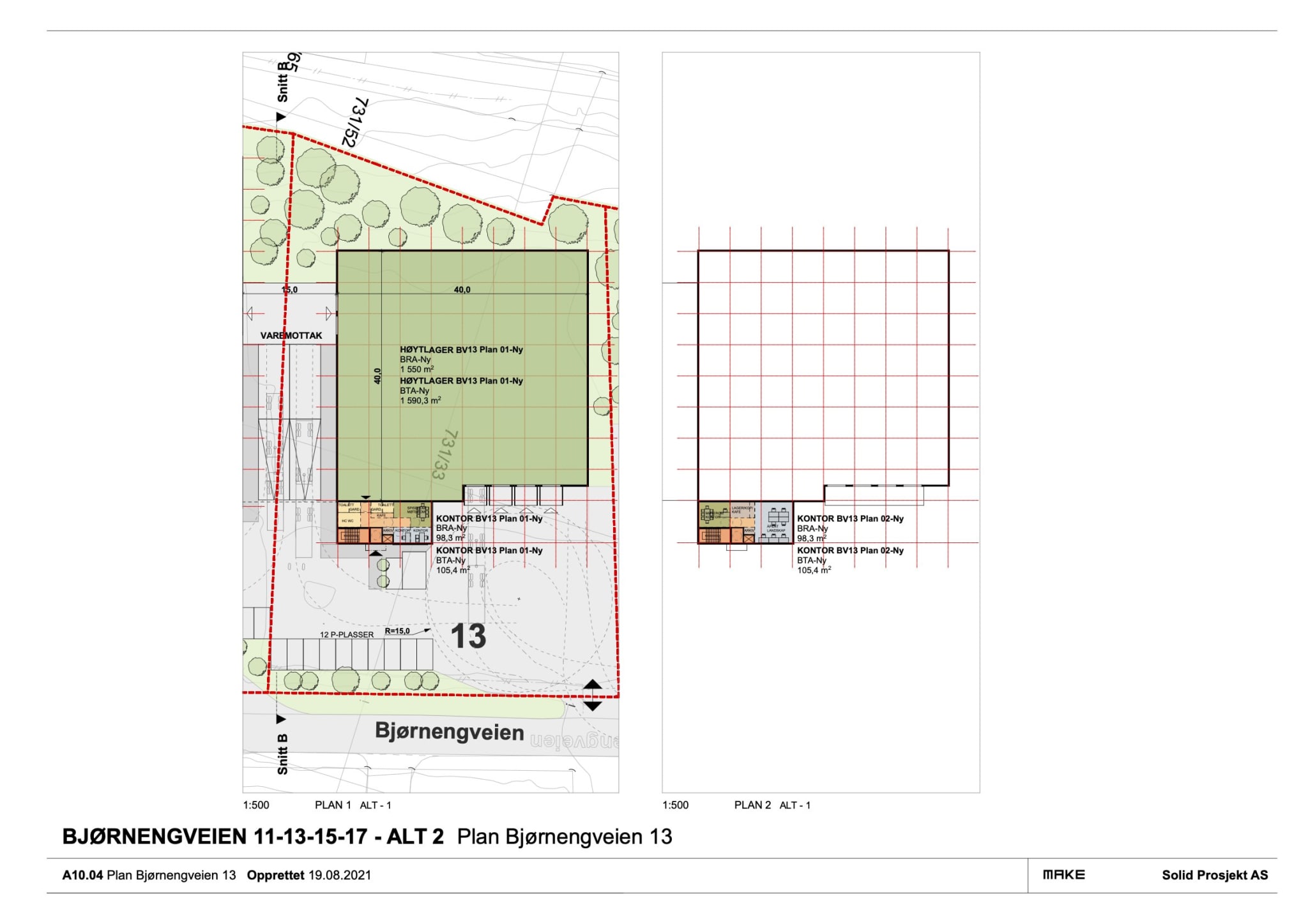 Mulighetsstudie Bjørnengveien 11-17, alternativ 2