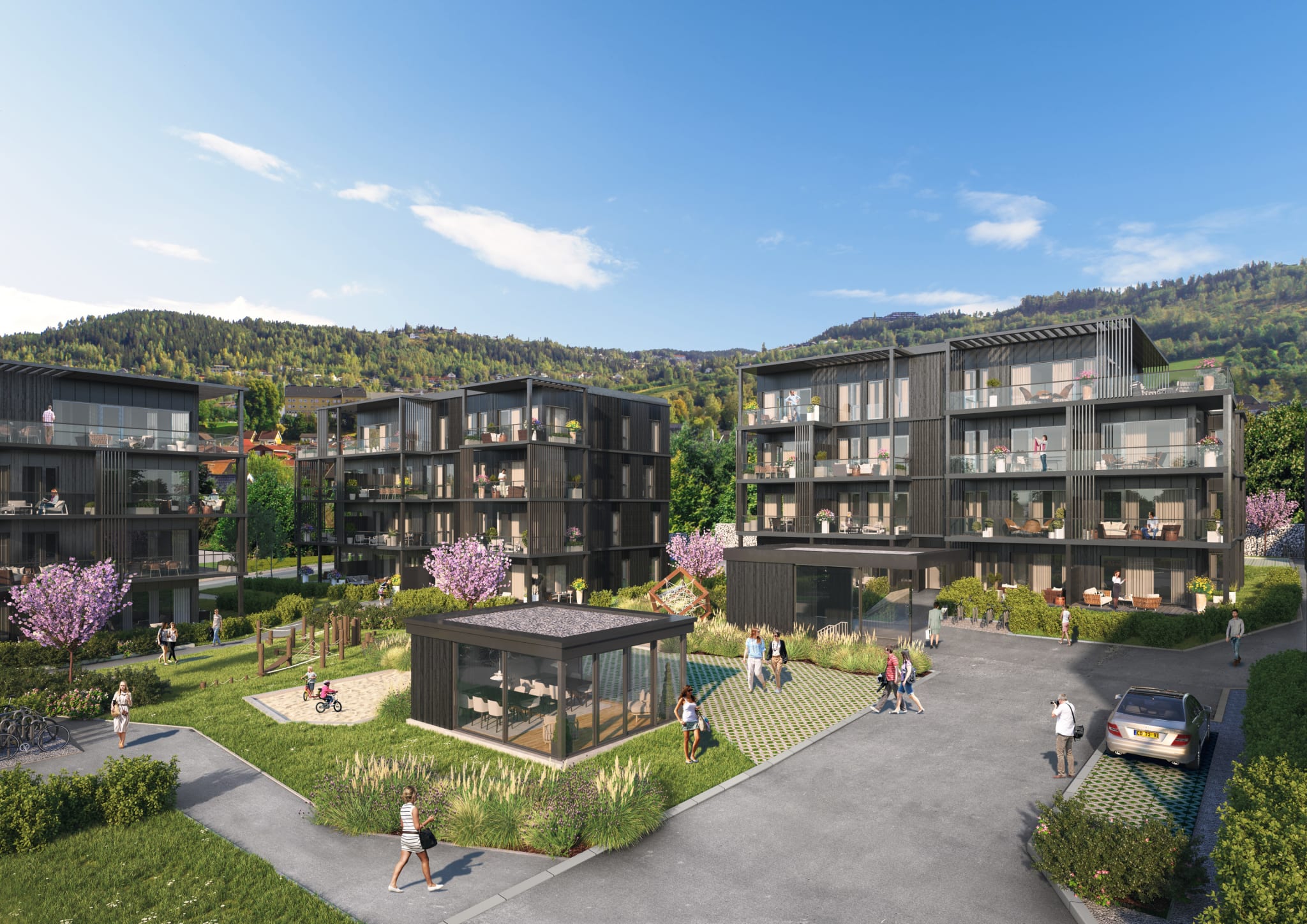 FELLESROM: Et flott fellesrom midt i hagen kan benyttes av beboerne på Hagejordet.