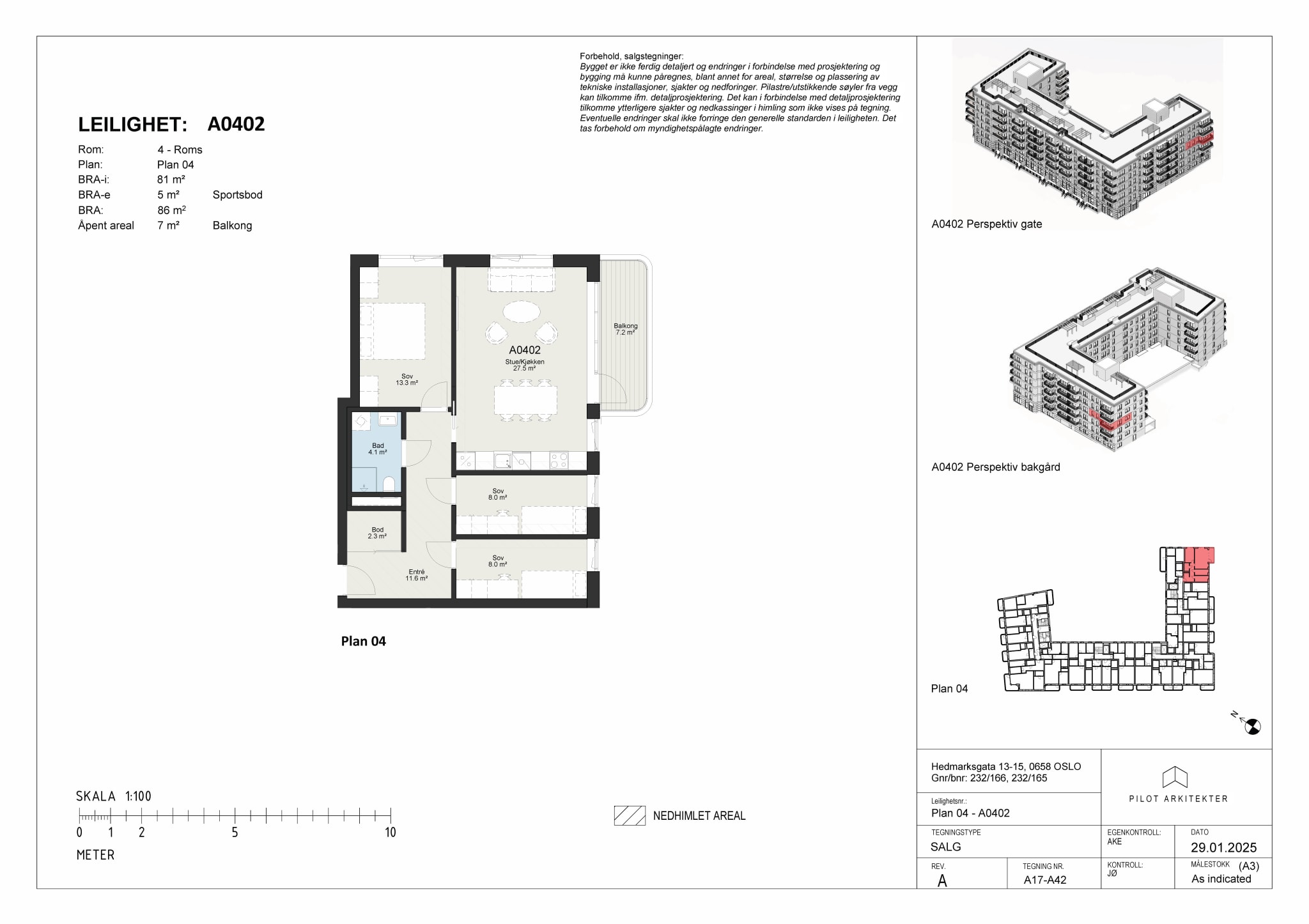 Plantegning - Leilighet A0402