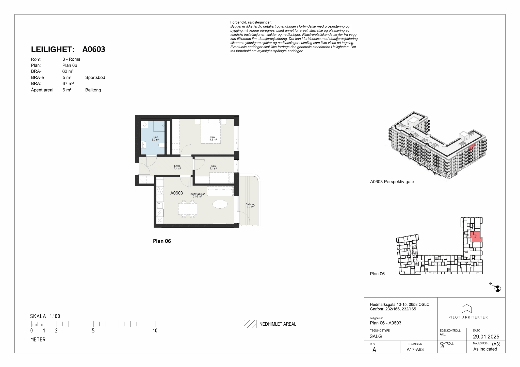 Plantegning leilighet A0603