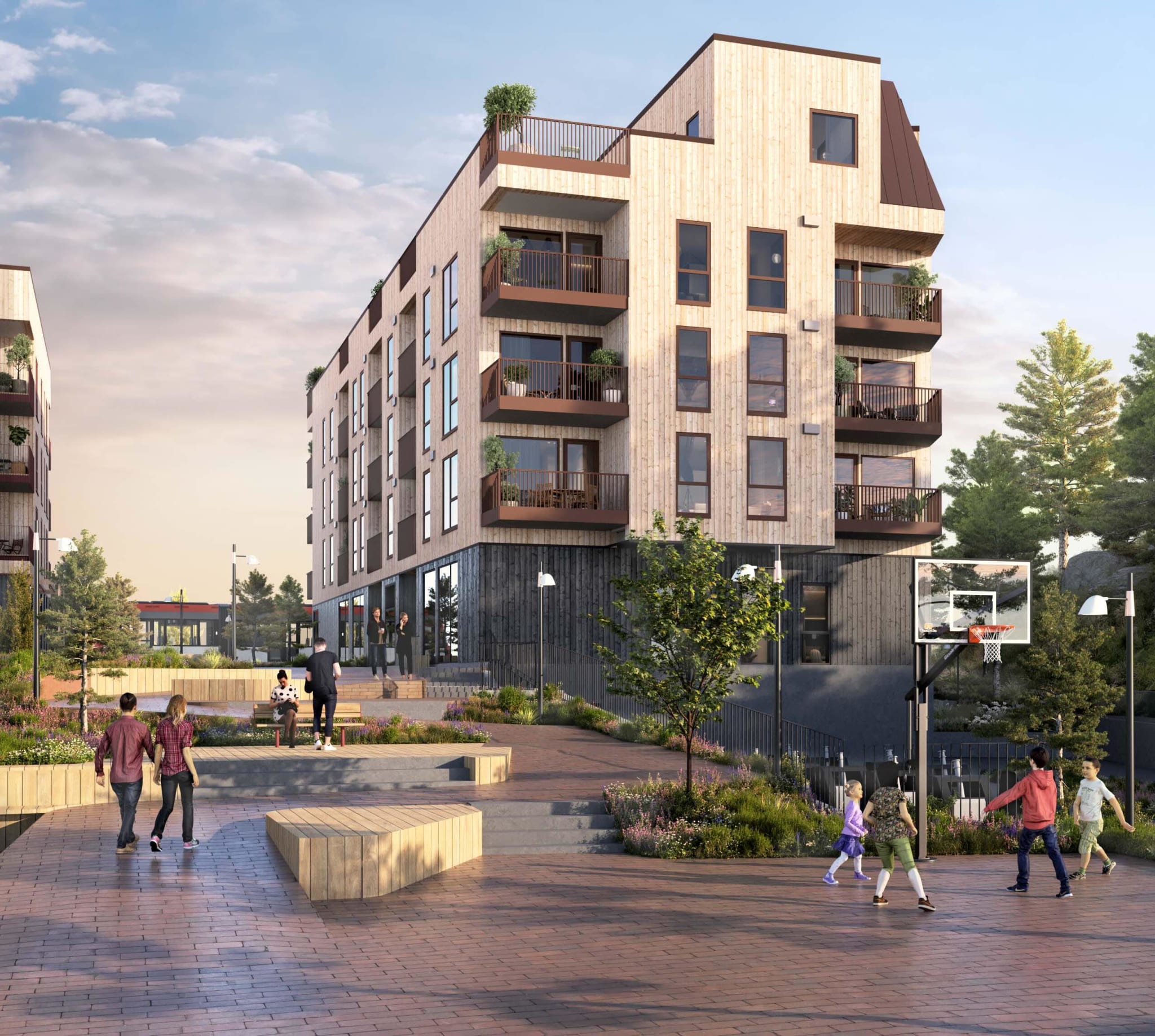 Allmenningen mot Stasjonstorget og S1. Illustrasjon, avvik vil forekomme.