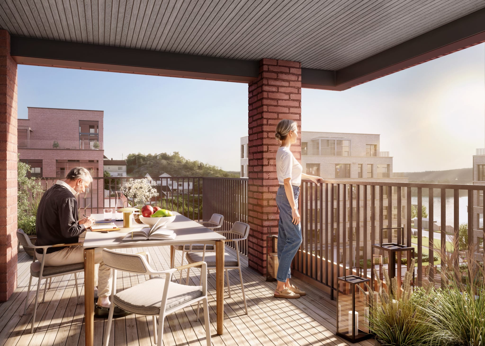 E501 Fantastik sydvent terrasse med utsikt mot Vesterelva