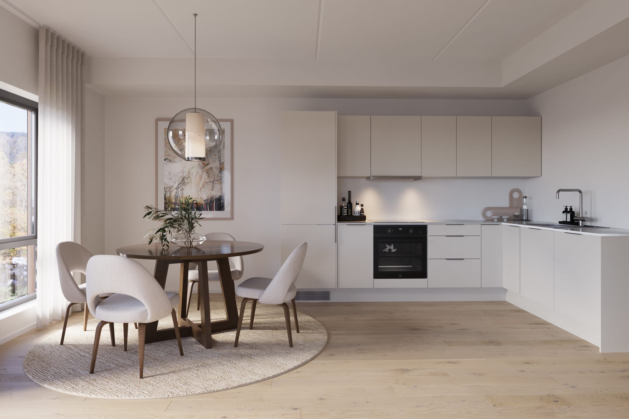 Velkommen til Vallergrenda! Lekkert kjøkken fra Sigdal med integrerte hvitevarer. Kun ment som illustrasjon.