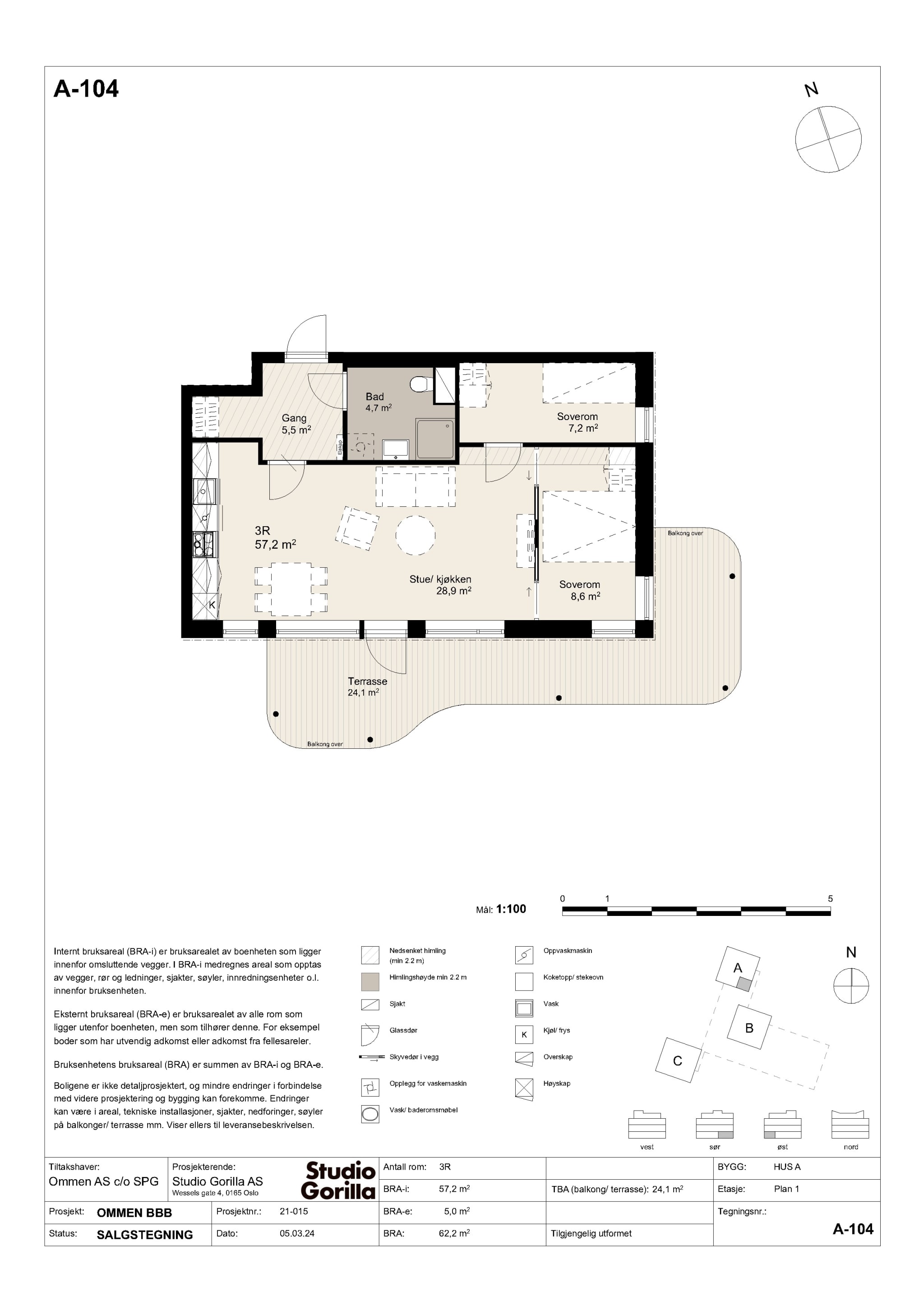 Fin planløsning og med stor, deilig markterrasse.