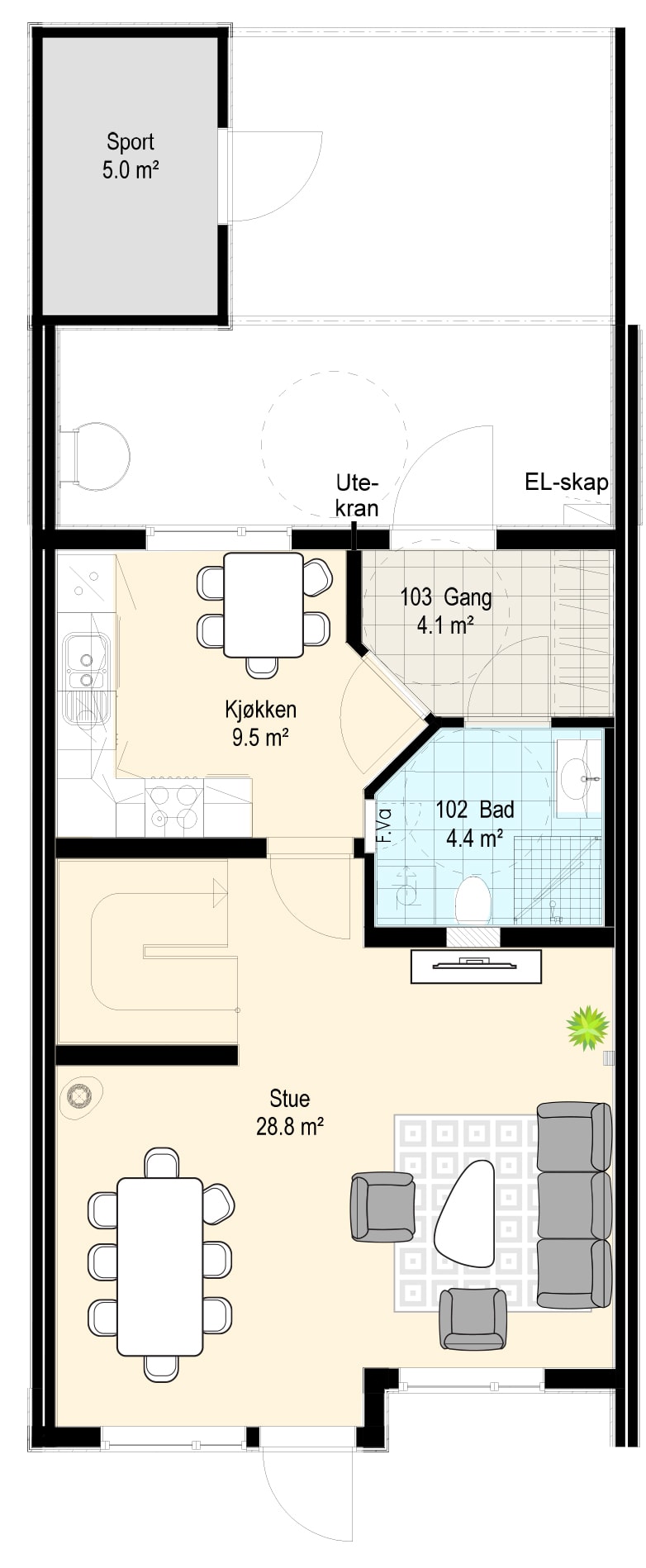 Hus 11 og 12 plan 1_fargelagt