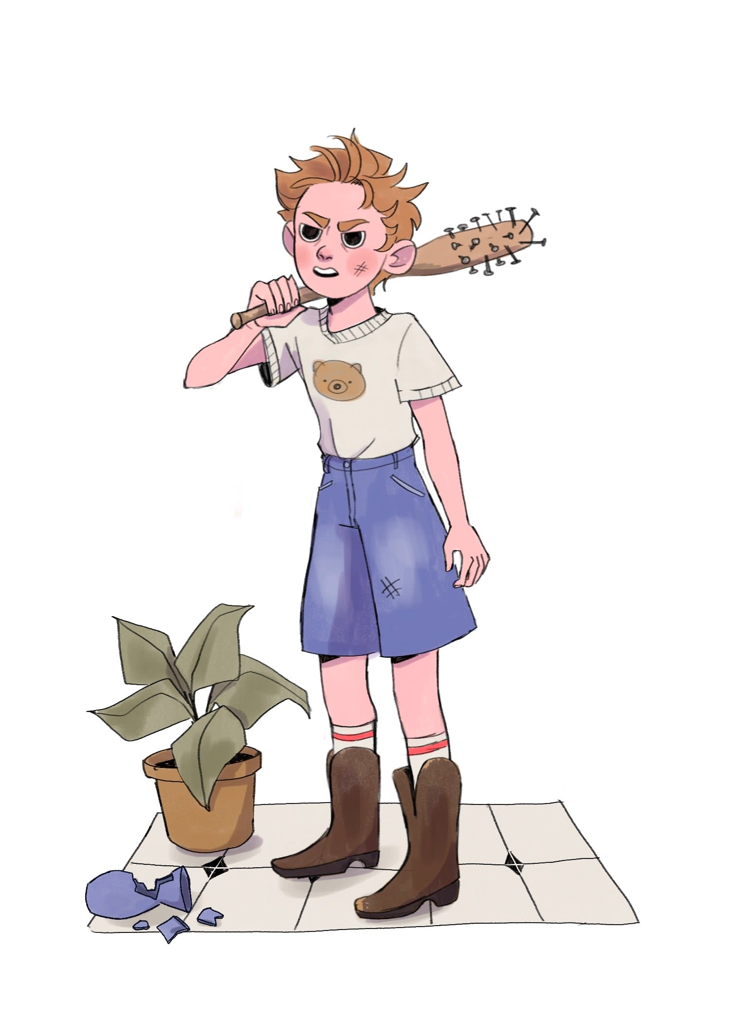 Boy with Bat illustration