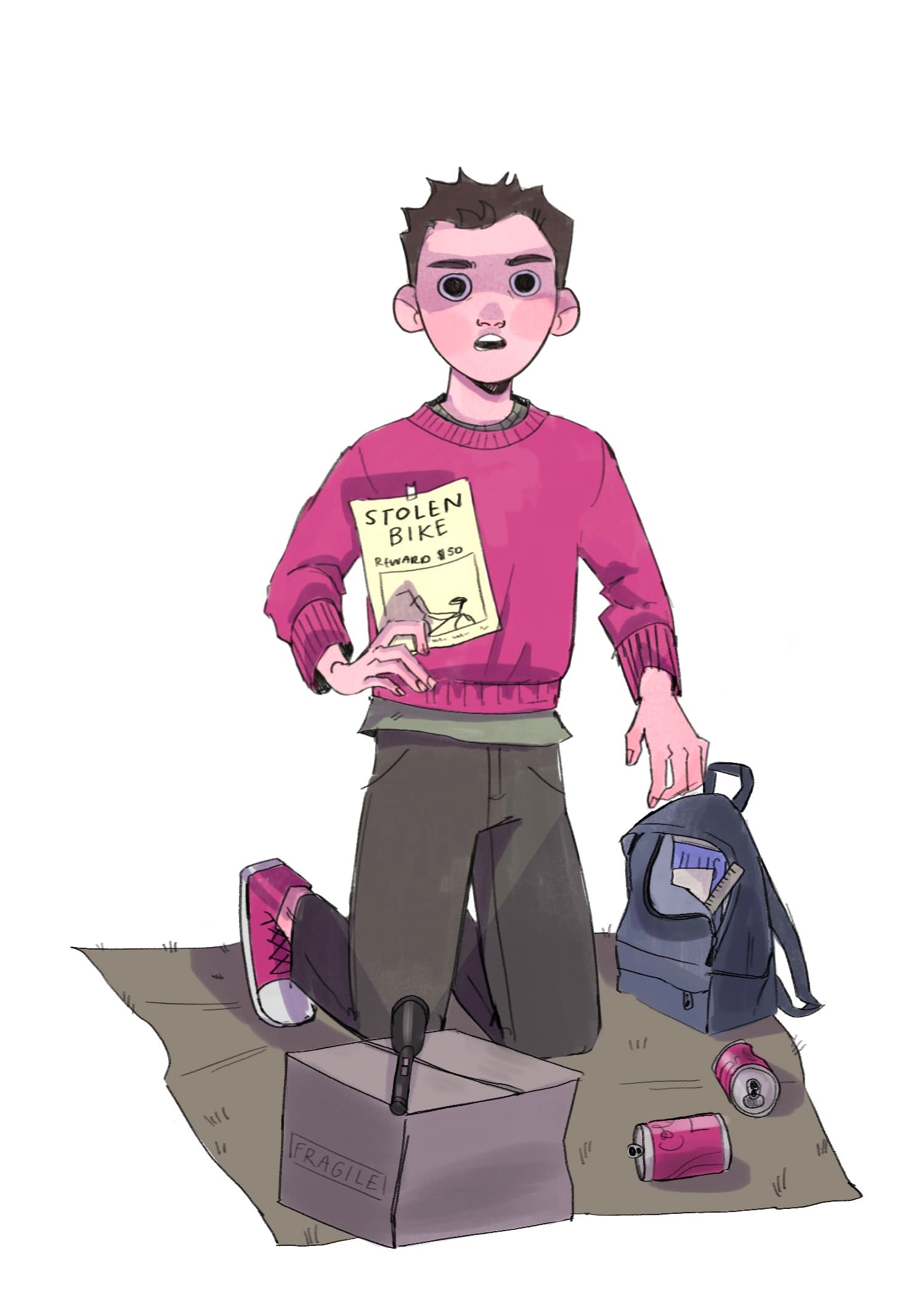 Boy with Flyer illustration