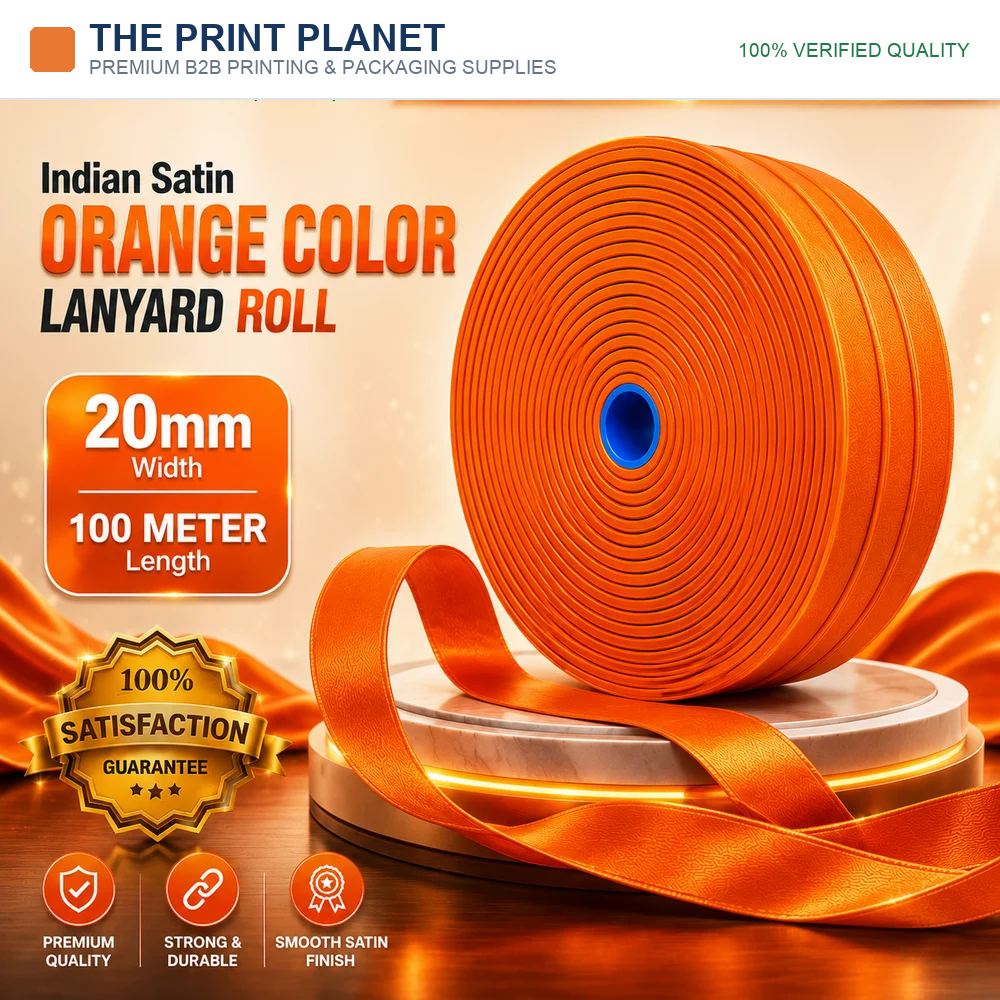 20 MM Indian Orange Colour Satin Lanyard Roll