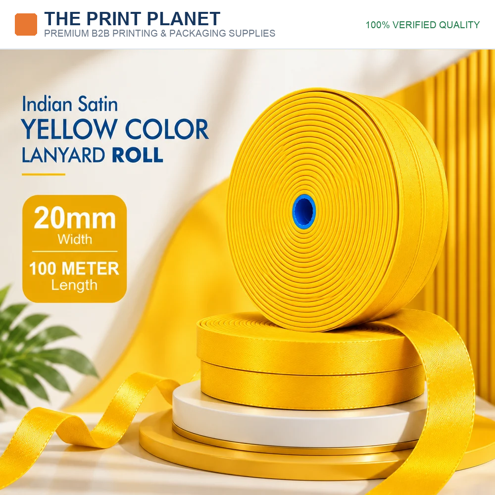 20MM Indian Yellow Colour Satin Lanyard Roll