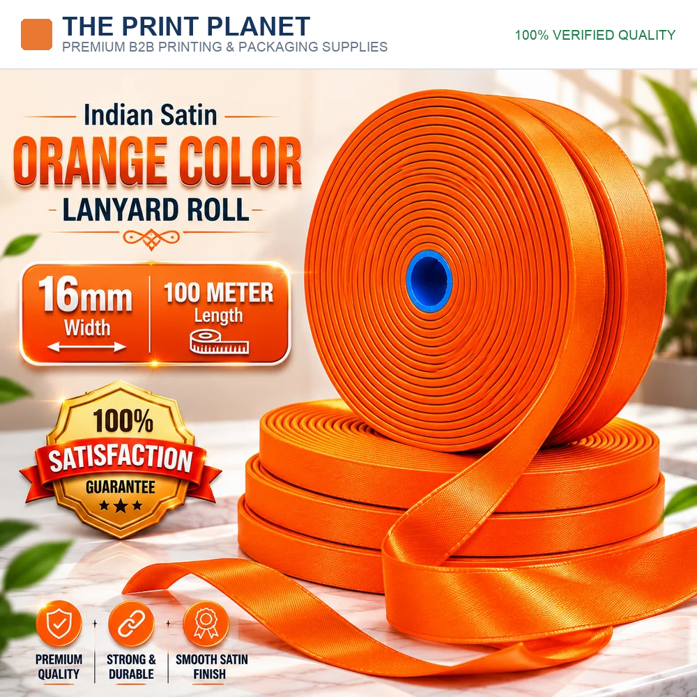 16MM Indian Orange Colour Satin Lanyard Roll
