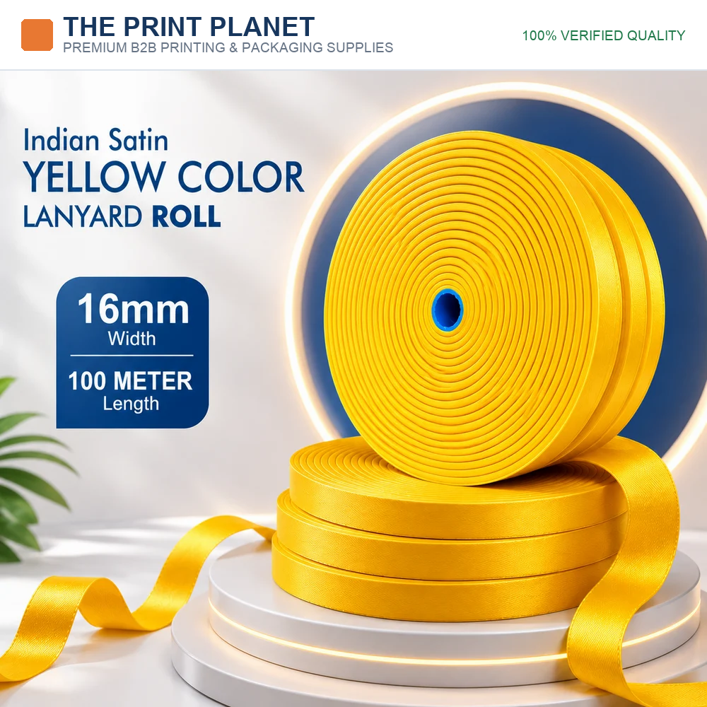 16 mm  Indian Yellow Colour Satin Lanyard Roll