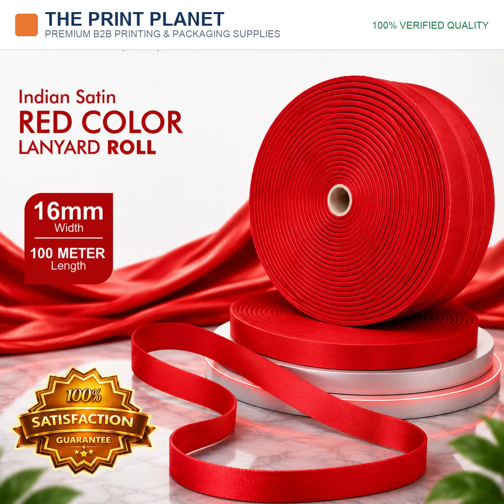 16 mm Indian Red Color Satin Lanyard Roll