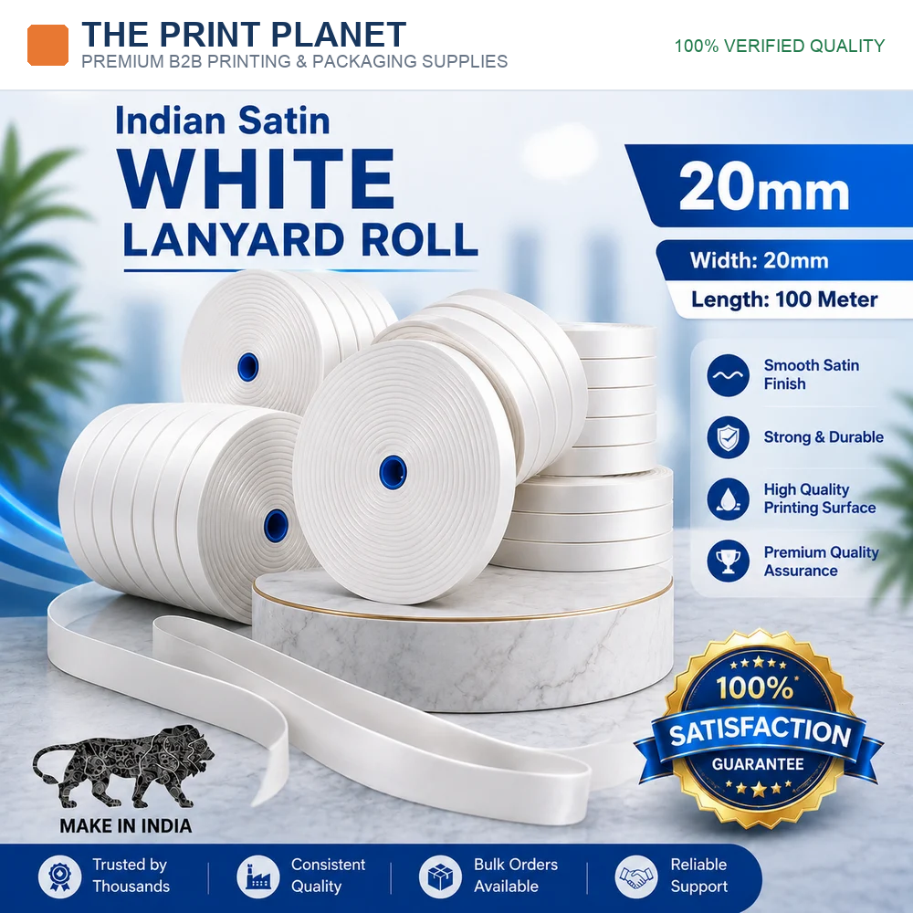 20 MM WHITE SATIN ROLL FOR SUBLIMATION PRINTING