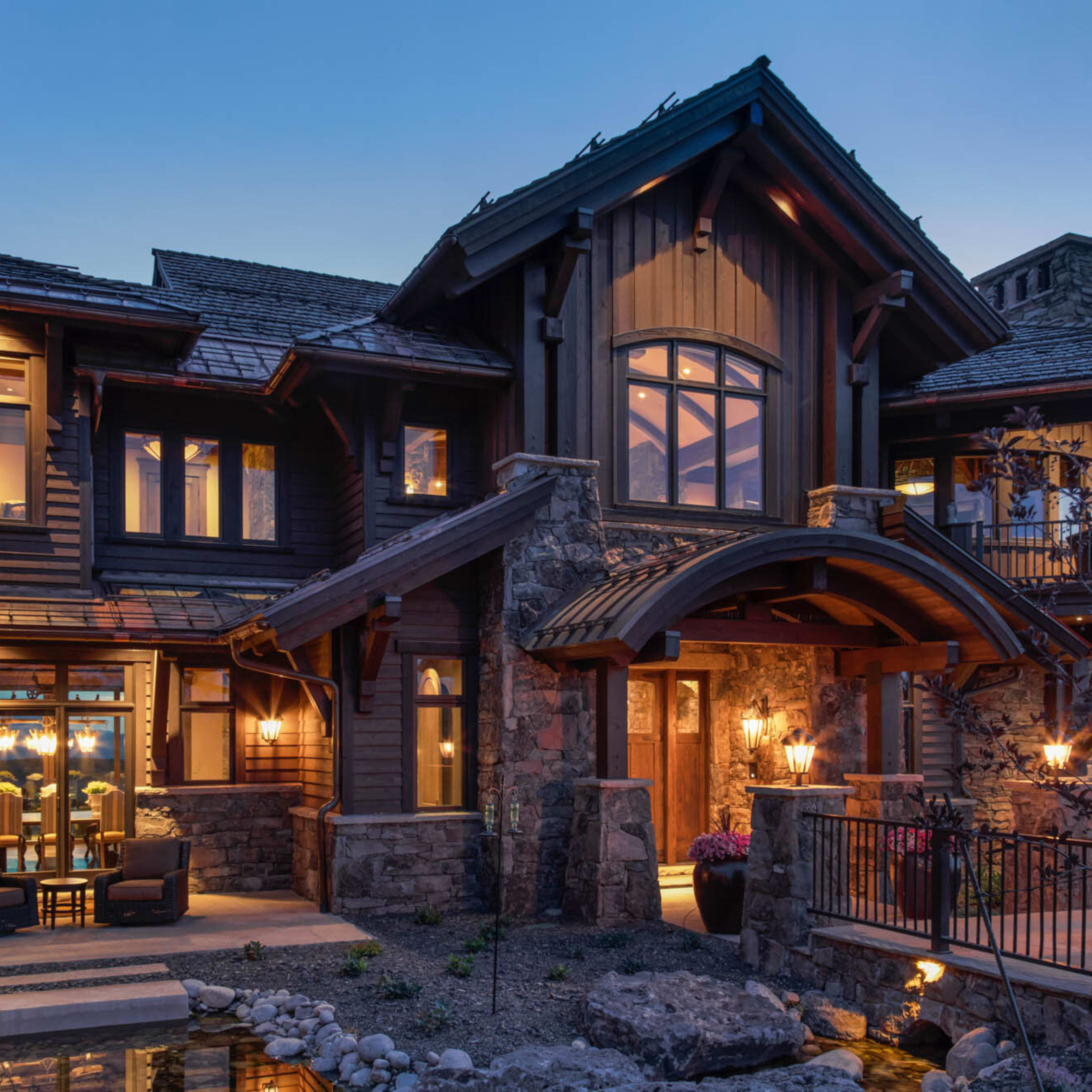 wine glasses mountain porch