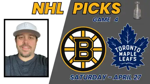 Bruins at Maple Leafs Game 4 NHL Playoffs Saturday 4/27/24 Free Pick Video