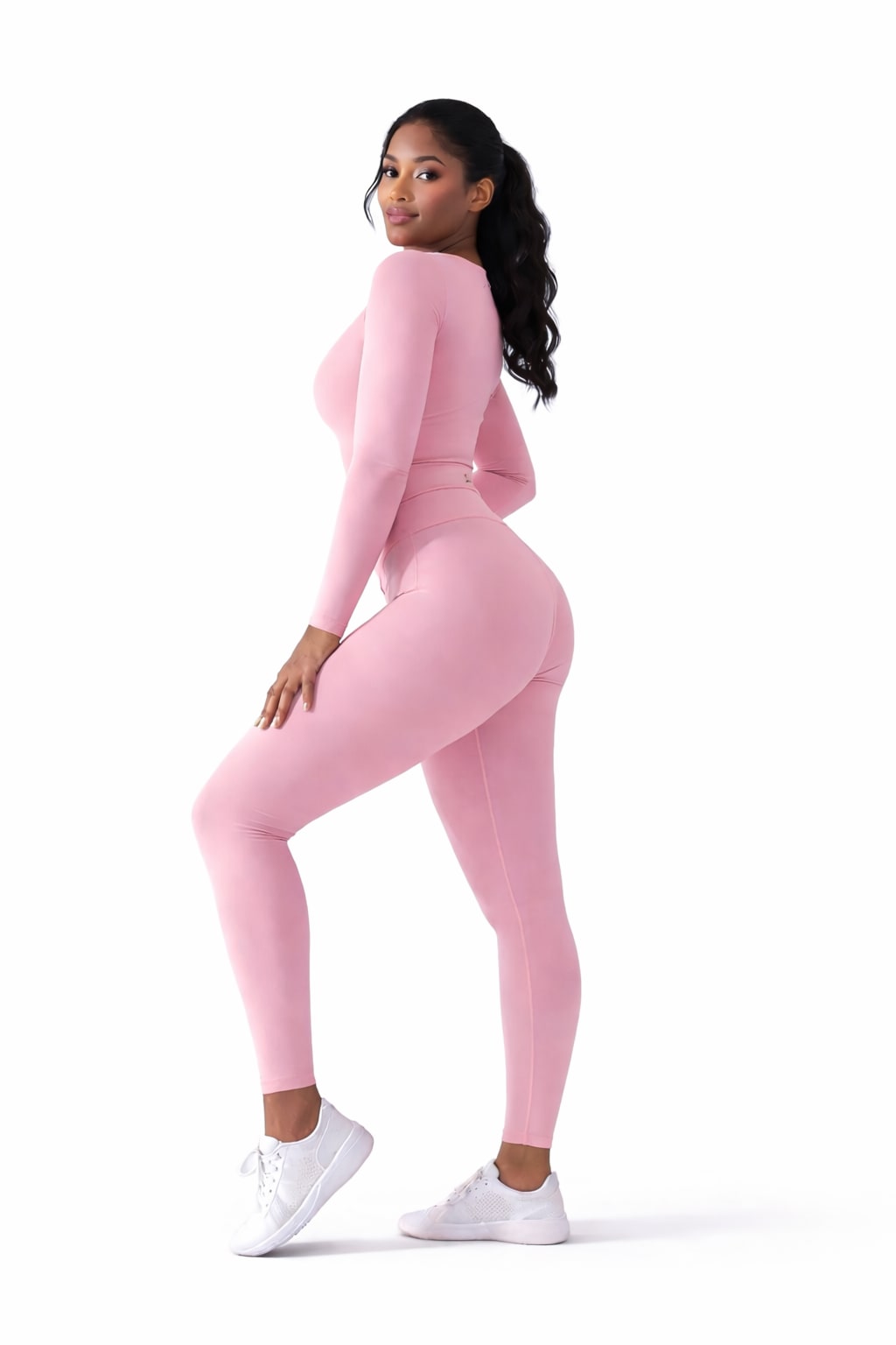 Blush Sculpt Set, full look, side view, glancing back