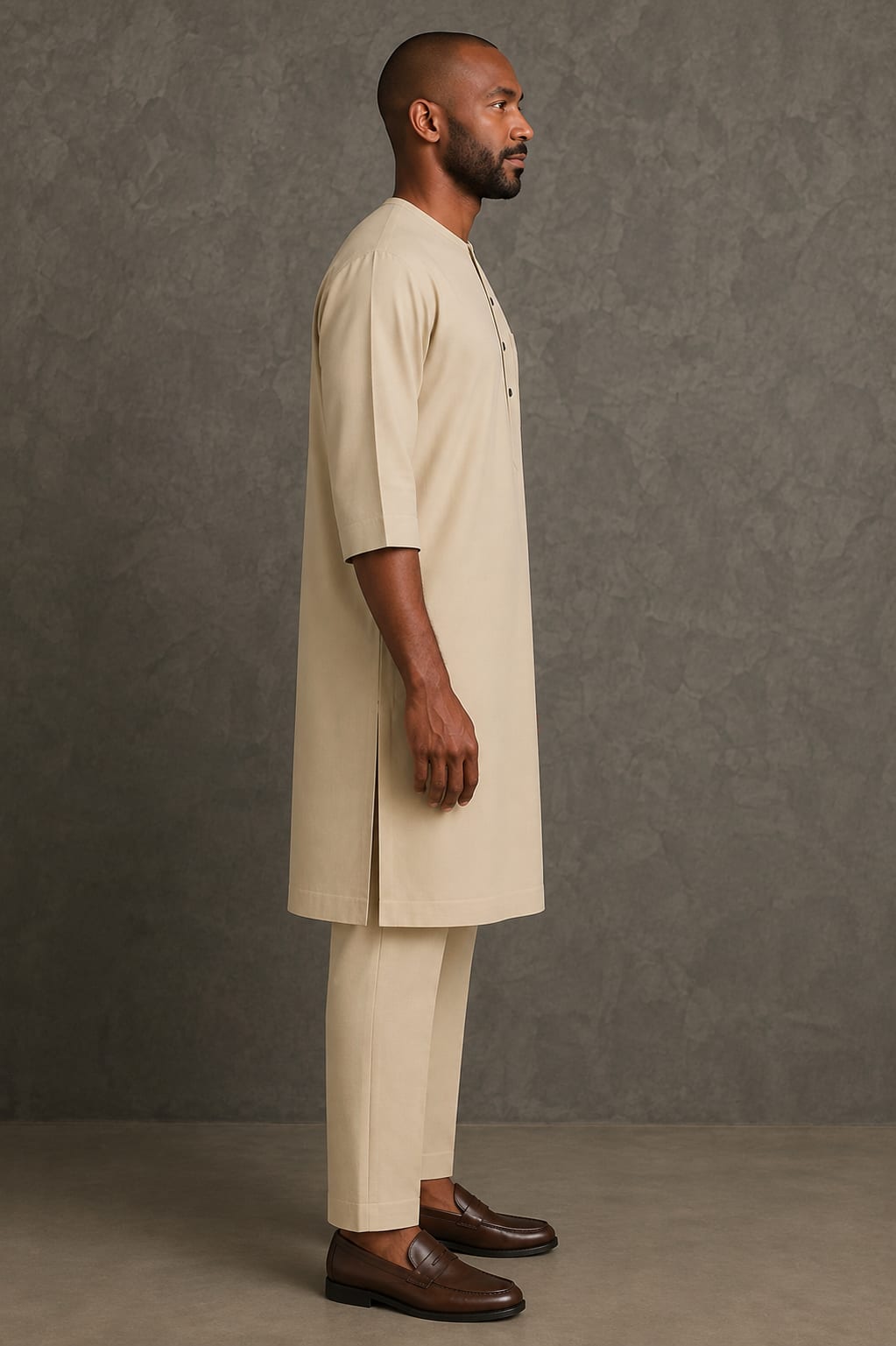 Butter Scotch Kaftan, full look, side view