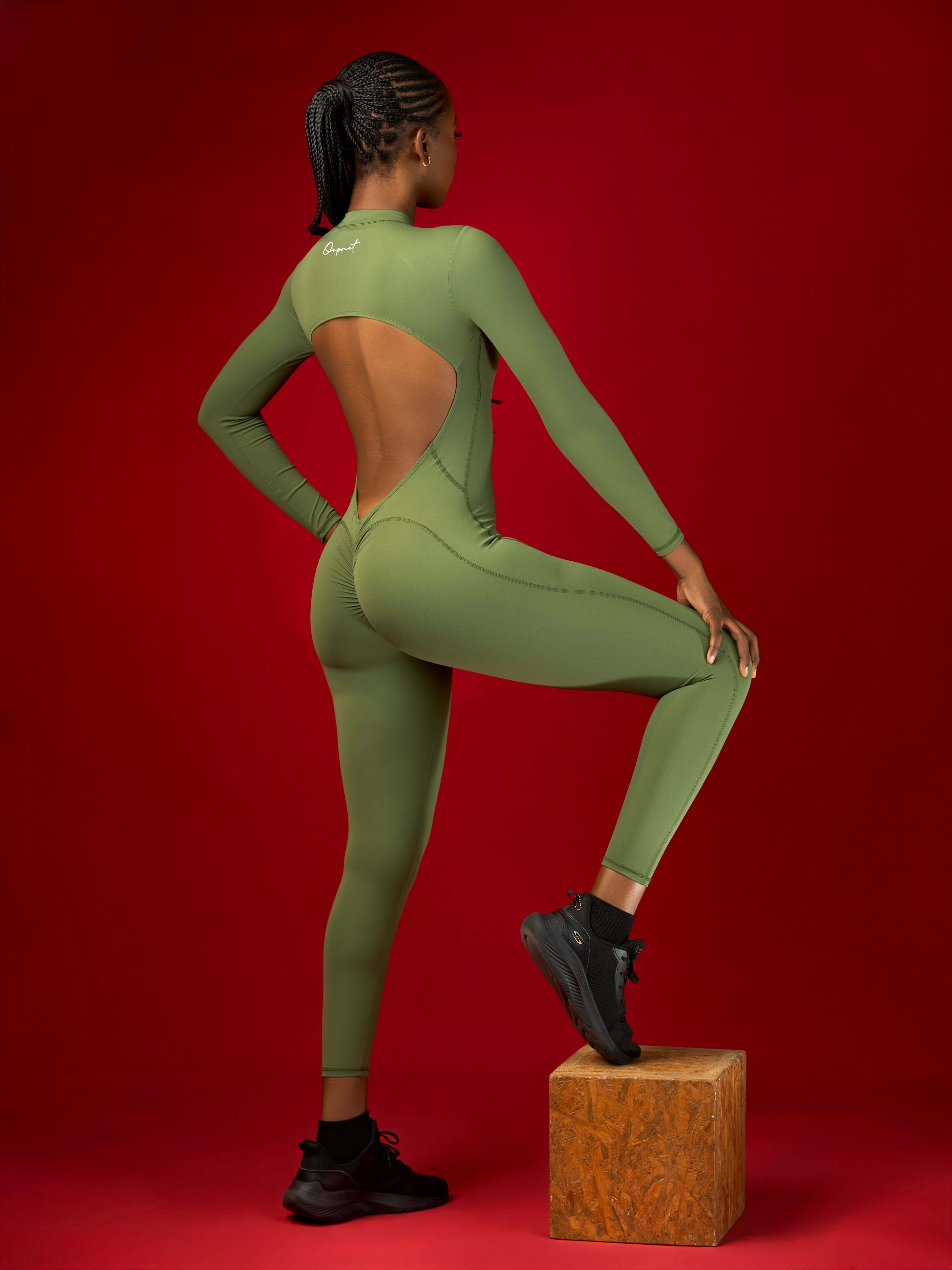 Monalisa SculptFit Romper, back view, open-back detail
