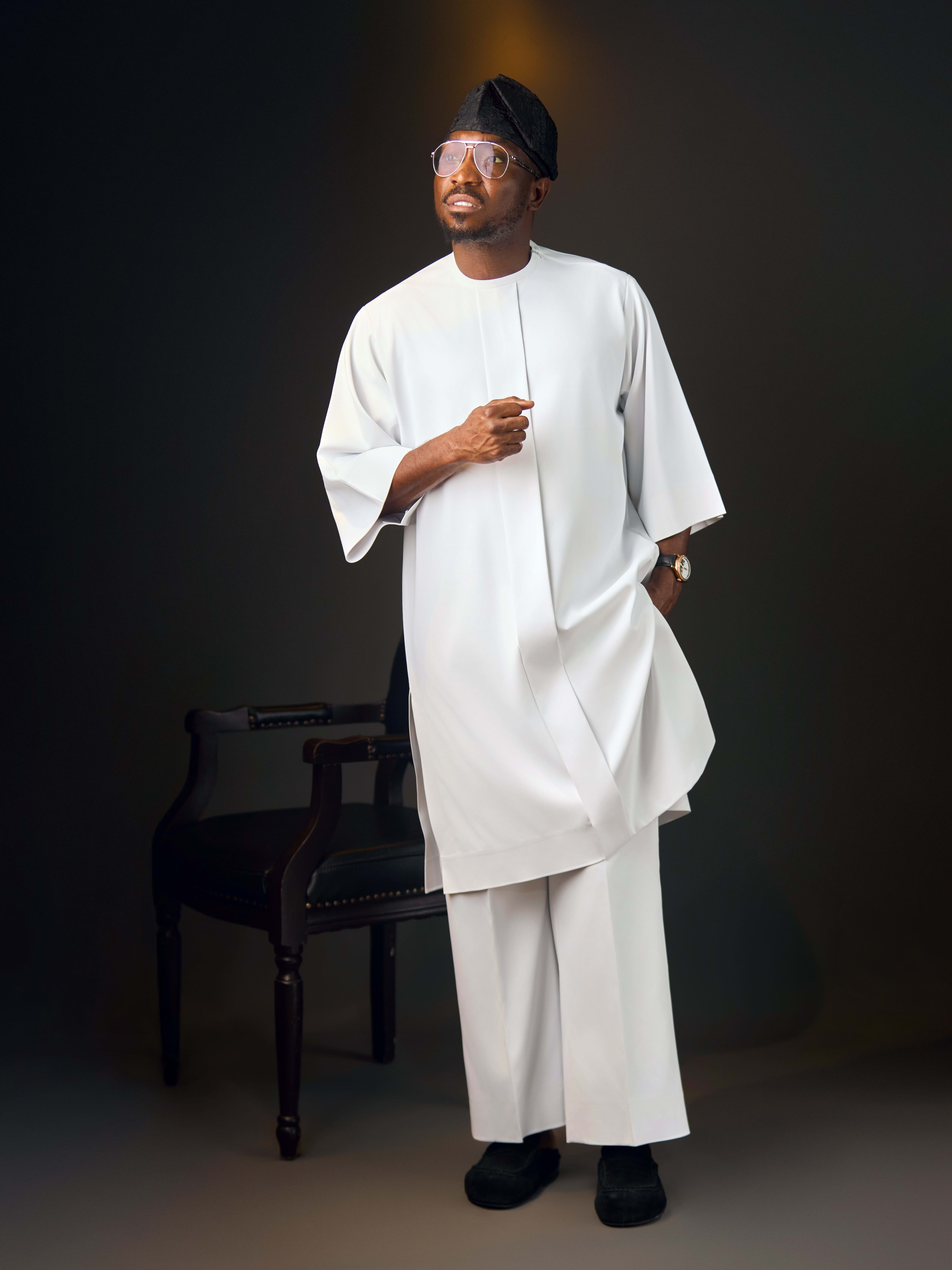 White Flow Tunic, full look, close front view