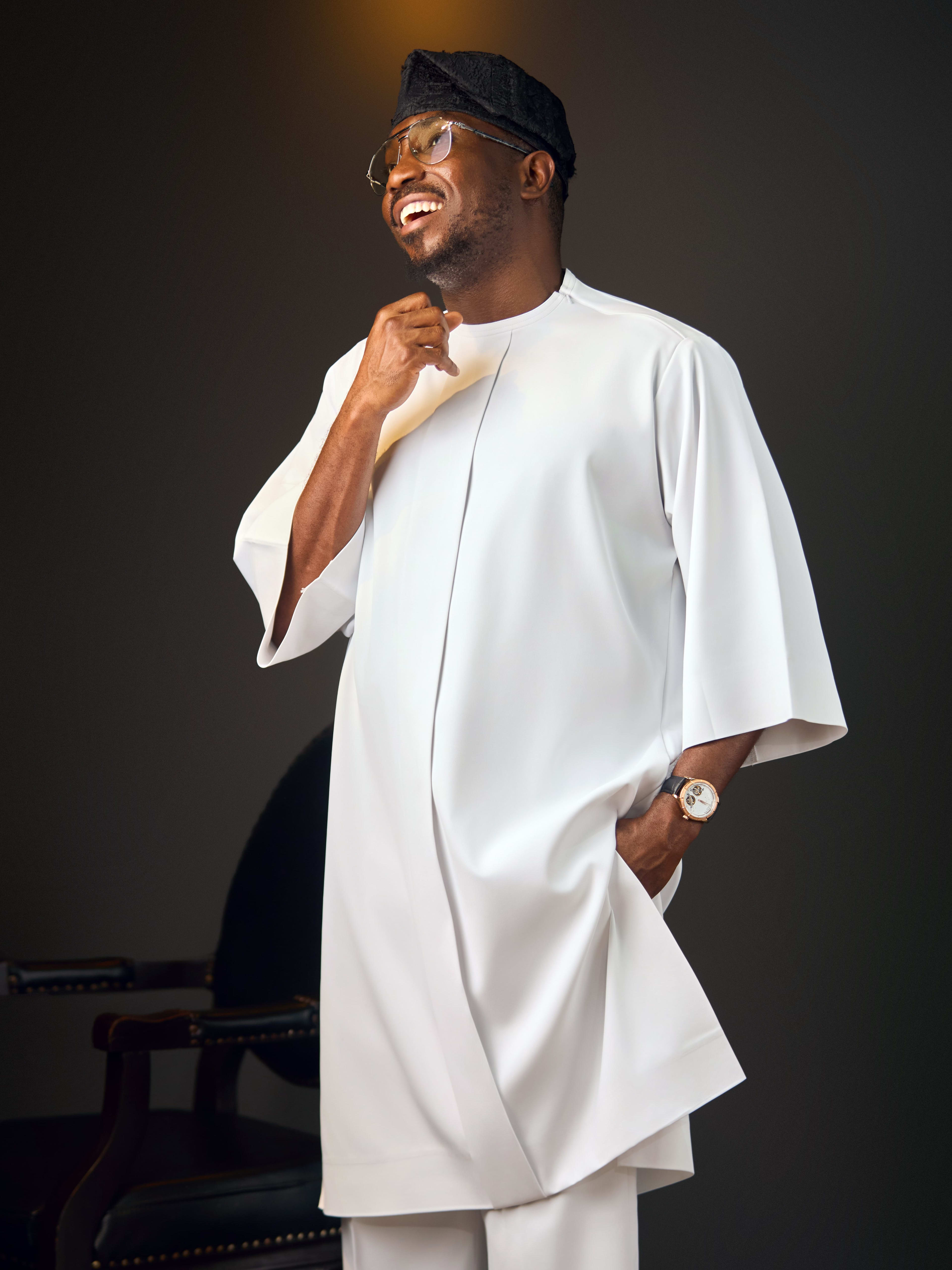 White Flow Tunic, full look, side view