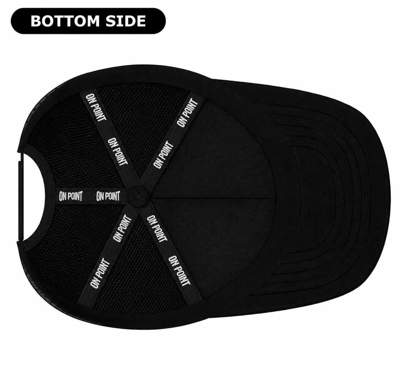 ONPOINT BLACK Signature Trucker Cap, underside view
