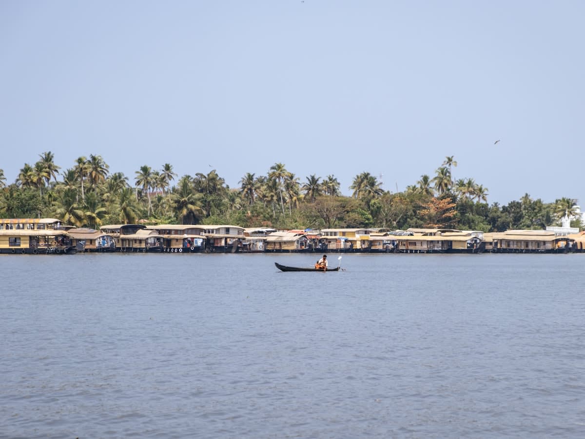 Vembanad Lake, where the backwaters open into wide water