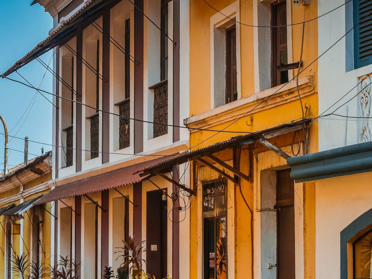 Fontainhas, Panaji's Latin Quarter — its pastel houses still hold some of the town's best home-style restaurants