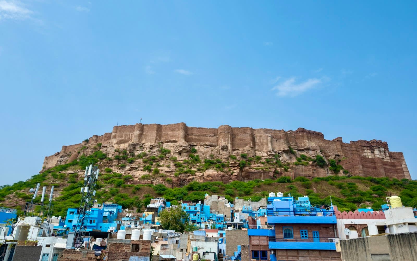 Mehrangarh Fort rising above the blue houses of Jodhpur's old city
